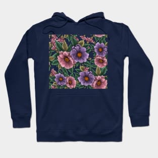 Lilac and pink flowers with green leaves. Hoodie